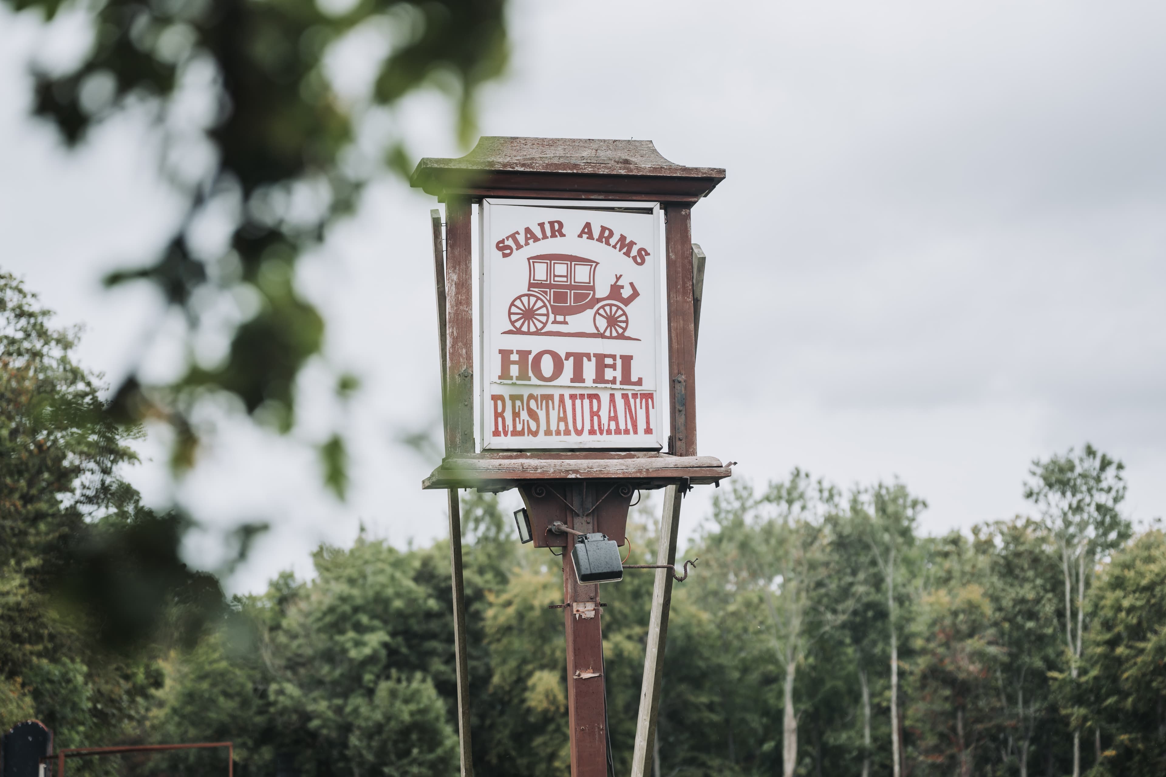 The Stair Arms Hotel sign